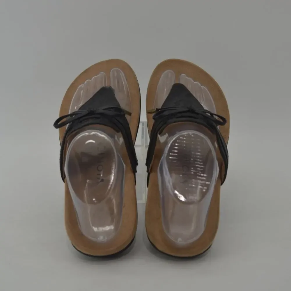 Vionic Black and Tan Comfort Thong Sandals